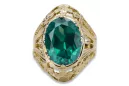 Or jaune 8 carats Emerald Anneau Artisanat vintage vrc031x-em Art Deco Style Art Déco soviétique